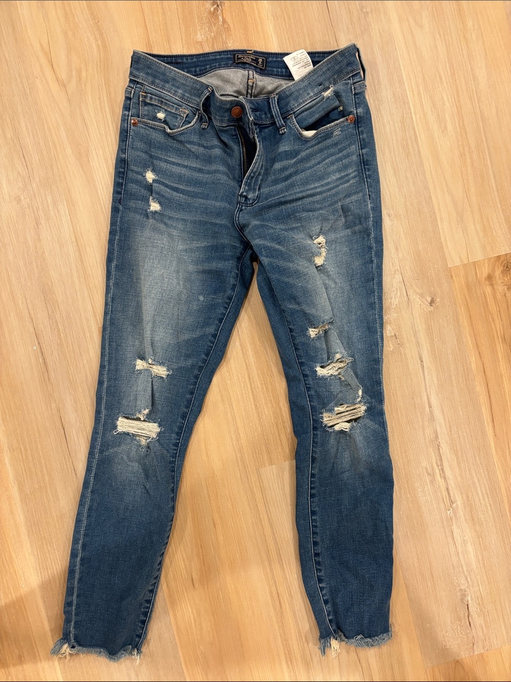 Abercrombie and Fitch Distressed Women's Blue Skinny Jeans